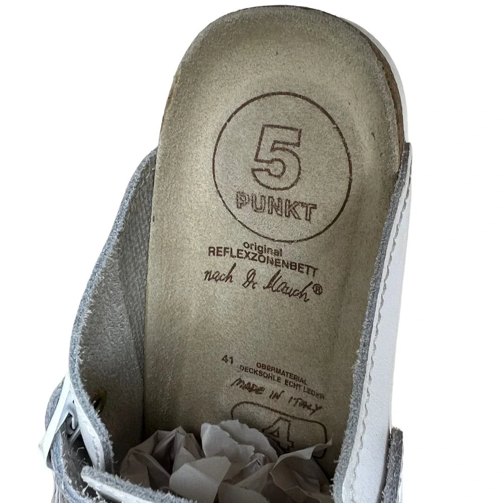 Dr Mauch Sandal Mule Slip On Reflex Five Zone Comfort White Leather‎ Men EUR 41